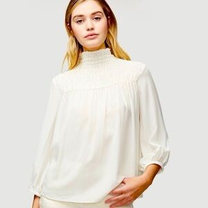 Frame Off White 100% Silk High Neck Blouse Large